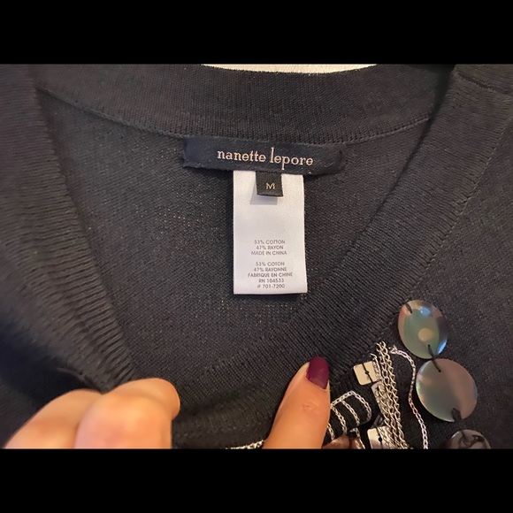 Nanette Lepore Little black dress chain and bead M - Picture 4 of 7